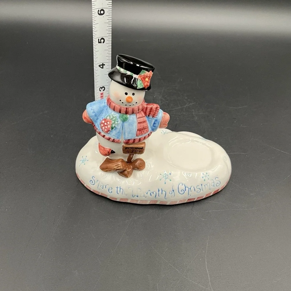 Christmas Snowfall Friends Papel Snowman Candle Holder NWT Votive Pre-Owned